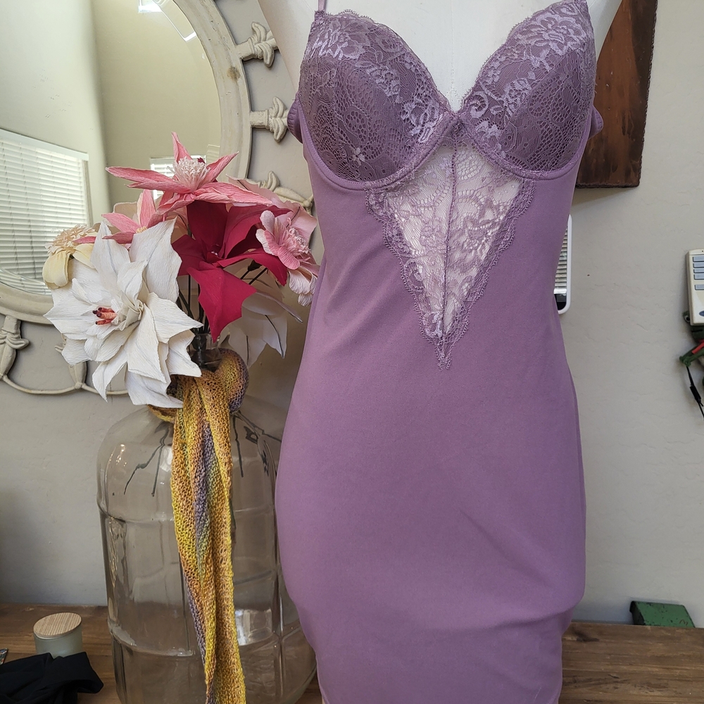 Revamped Dusty Lavender Lace-Front Chemise